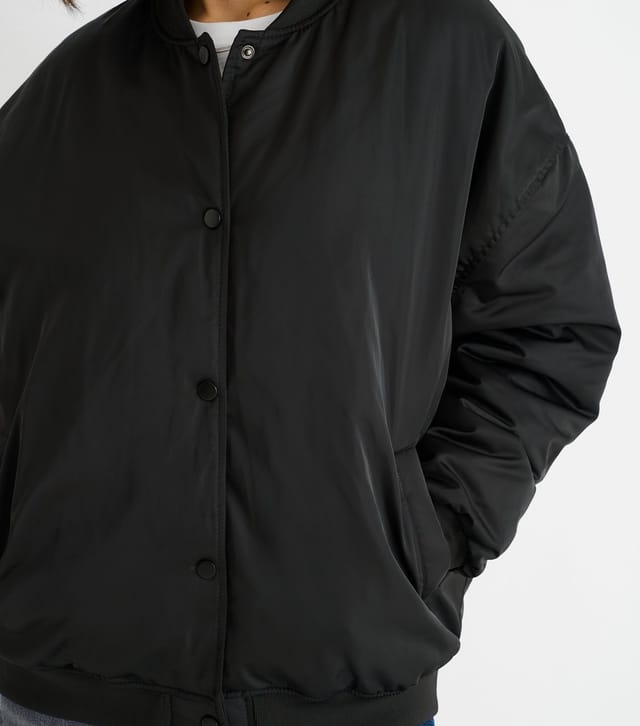Gini London Women's Black Oversized Bomber Jacket Gini London New Look - 2