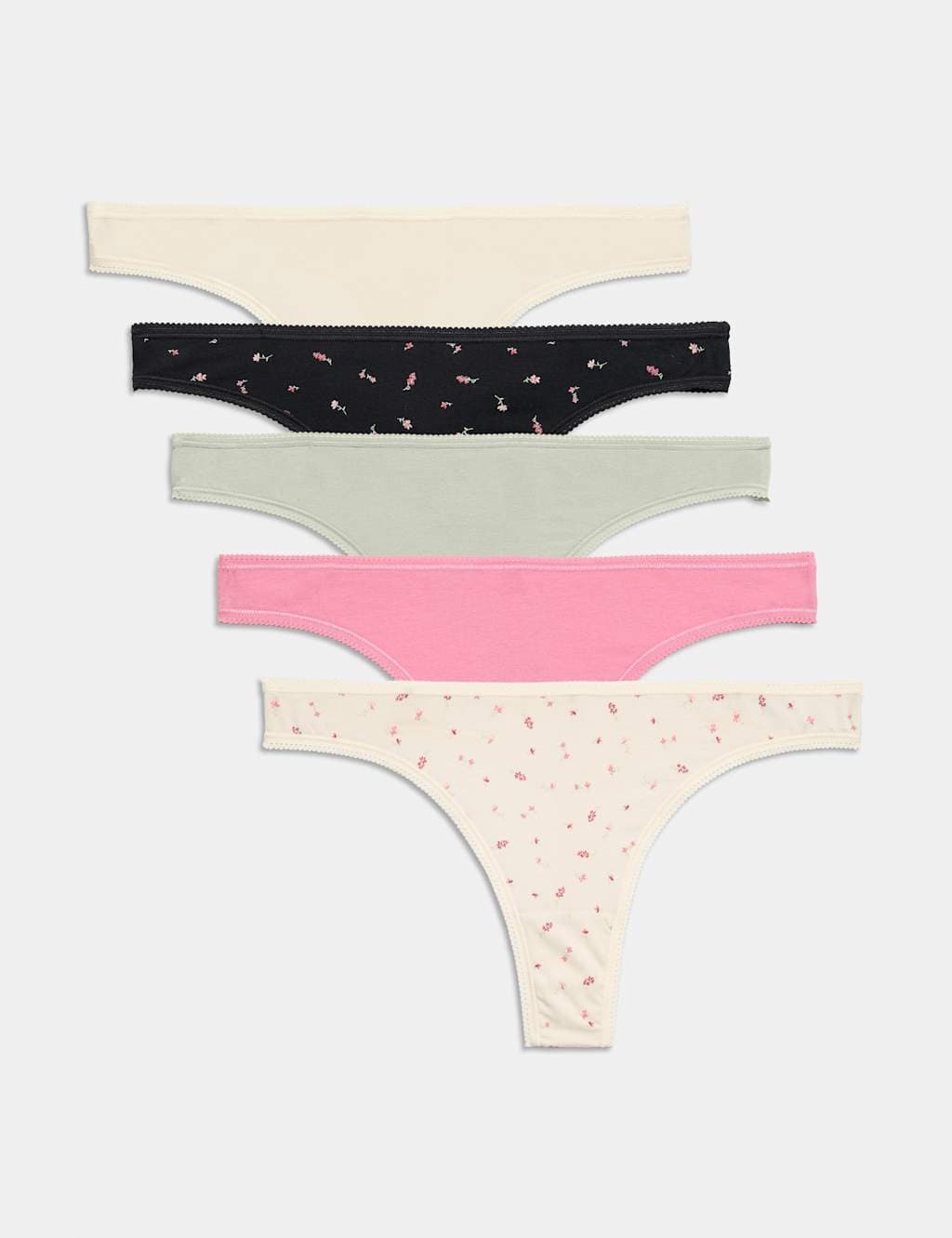 Marks & Spencer M&S 5 Pack Cotton Lycra® Thongs Light Cream