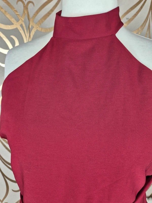 Lipsy Plus Size Dark Berry Red Halter Bodycon Dress Size 18