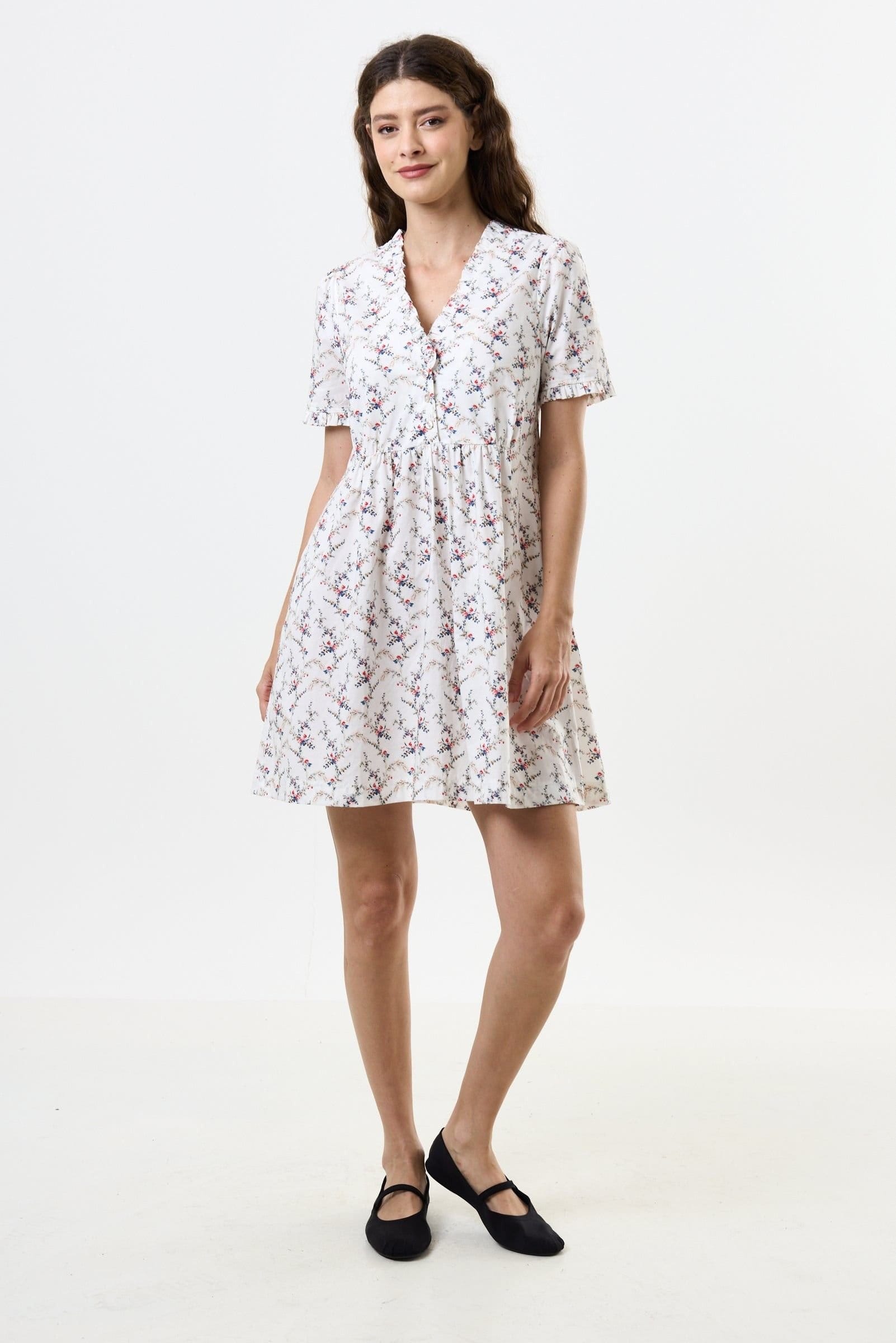 Louche Multicolor Cotton V-Neck Mini Dress