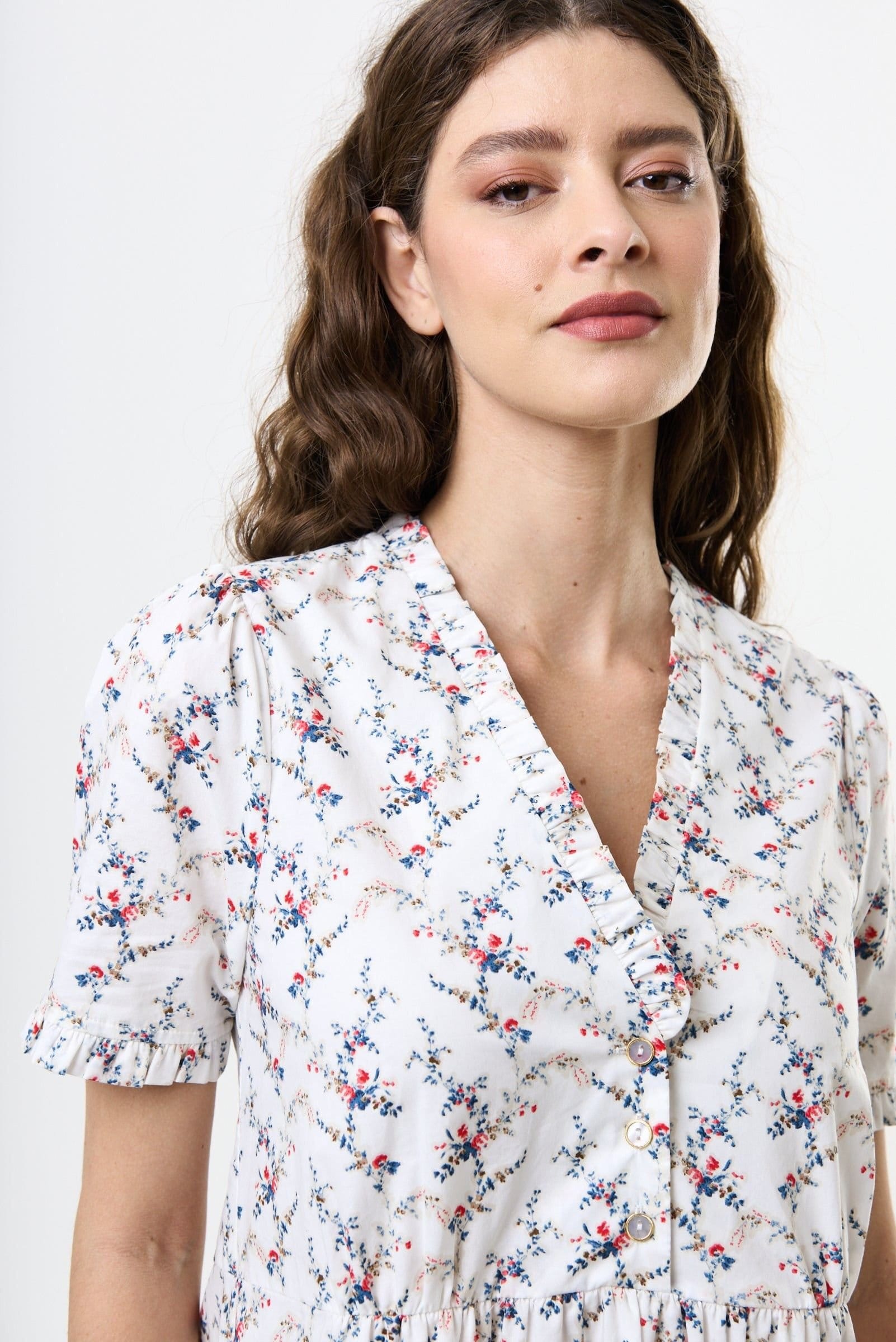 Louche Louche Women's Cosima Regency Print Frill V-Neck Mini Dress - 4