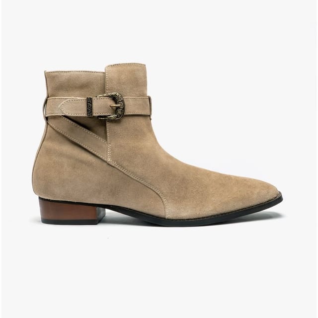 Club Cubano Club Cubano Men's Ricardo Buckle Cuban Heel Ankle Boots Sand in Light Brown - 3