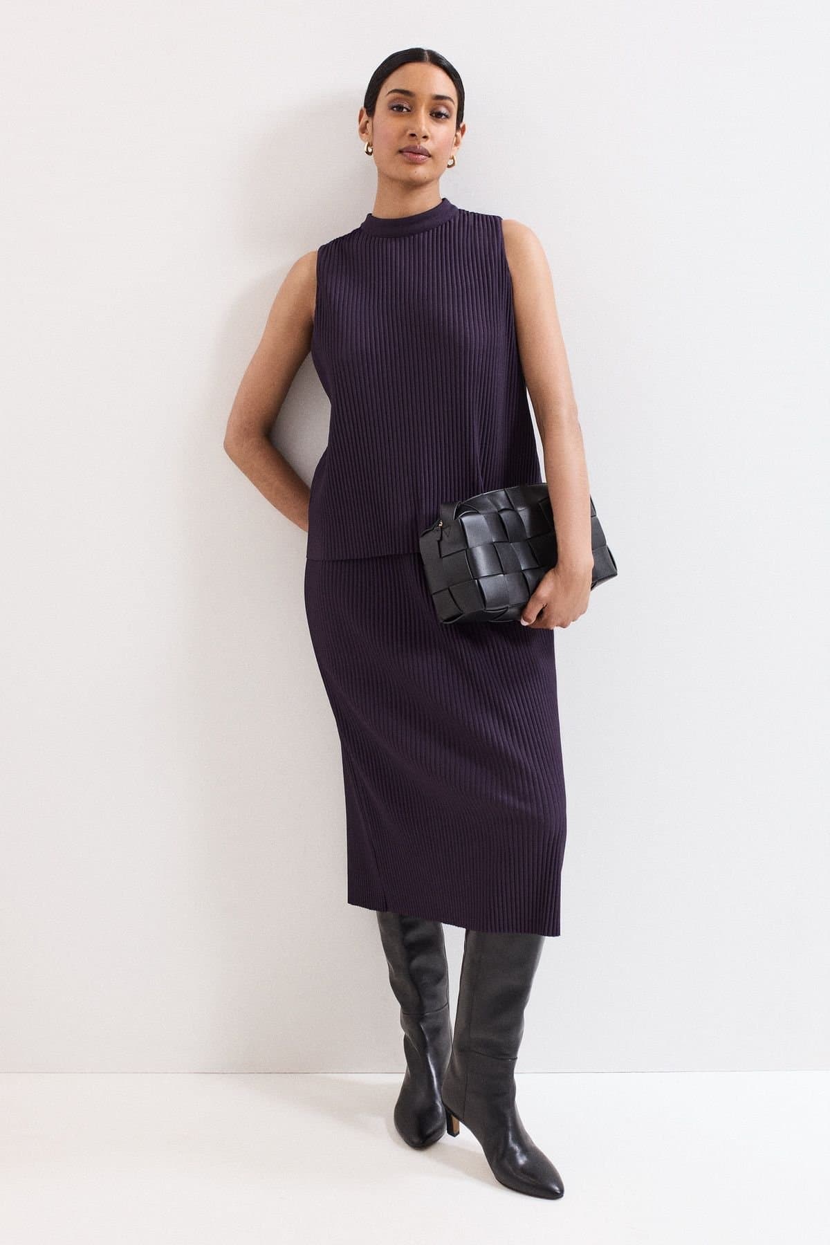 Phase Eight Phase Eight Women's Gracie Ribbed Dress in Aubergine