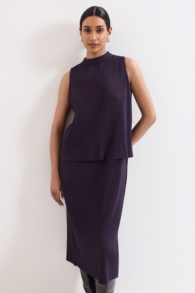 Phase Eight Phase Eight Women's Gracie Ribbed Dress in Aubergine - 3