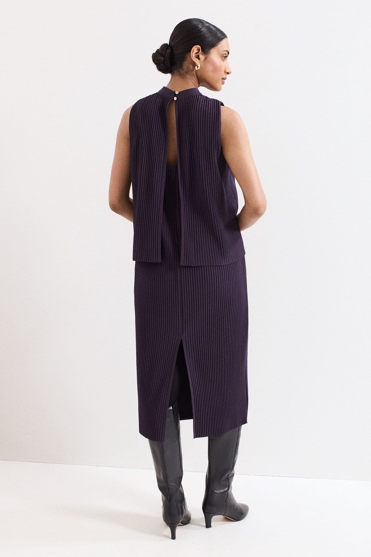 Phase Eight Phase Eight Women's Gracie Ribbed Dress in Aubergine - 4