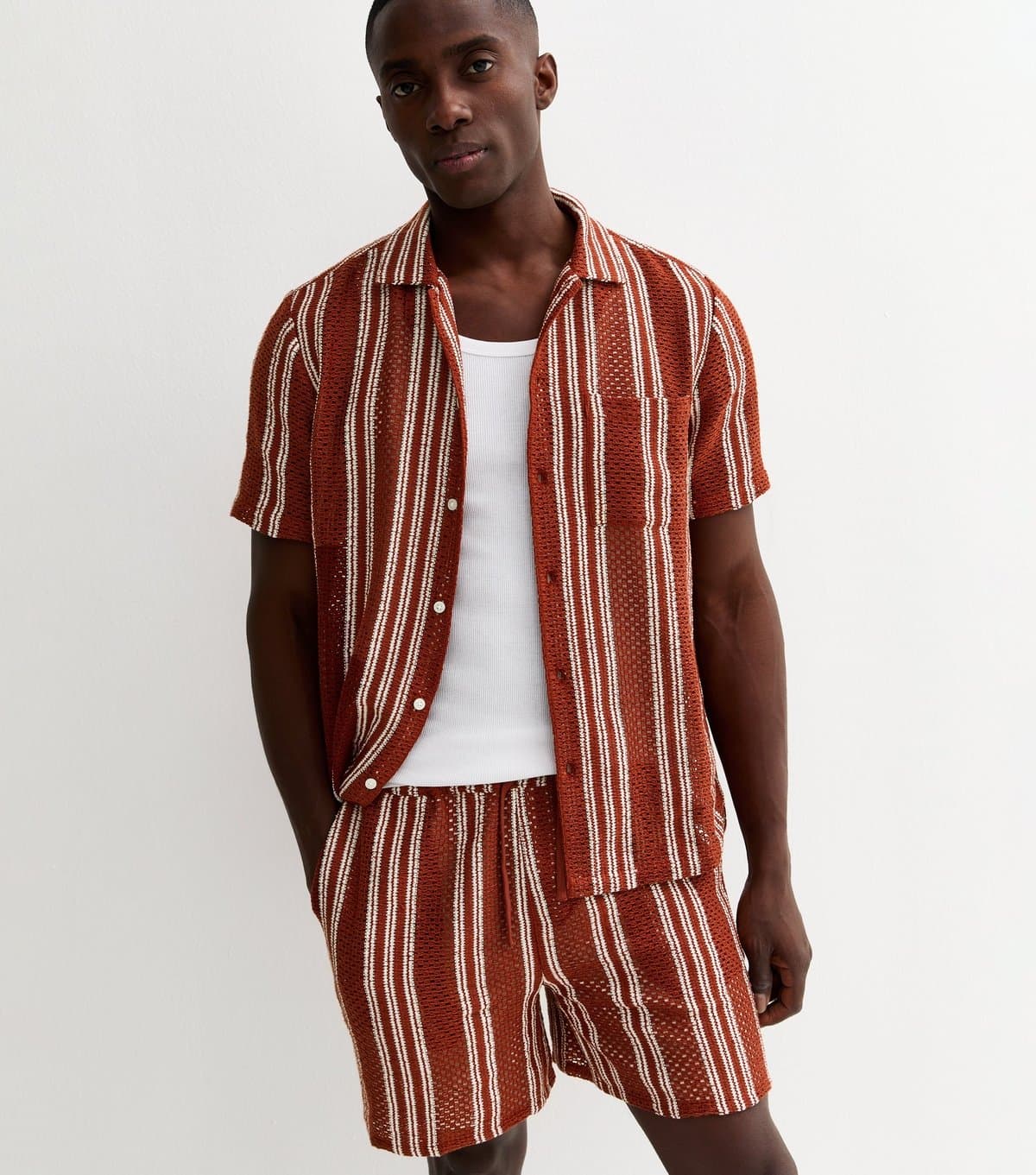 New Look New Look Red Textured Striped Shorts