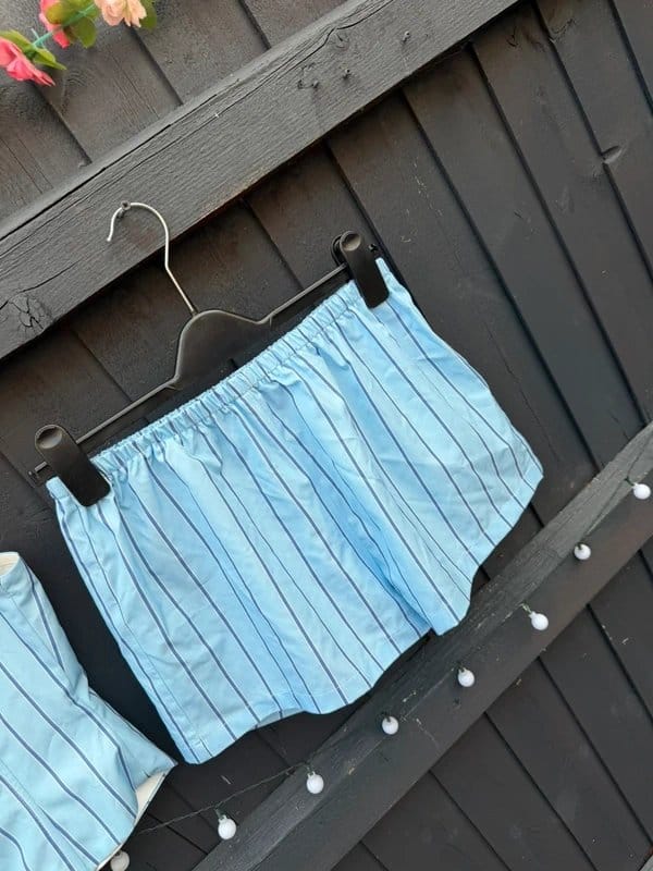 Boutique Light Blue Stripe Corset Co-ord Set | Size S UK 8-10
