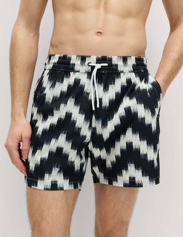 Marks & Spencer M&S Quick Dry Textured Printed Swim Shorts Black Mix - 2