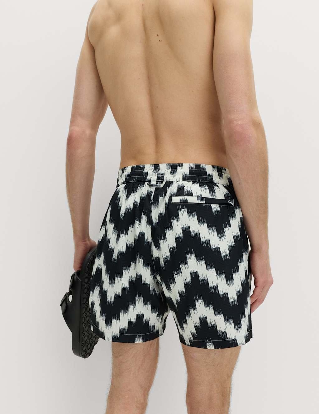 Marks & Spencer M&S Quick Dry Textured Printed Swim Shorts Black Mix - 4