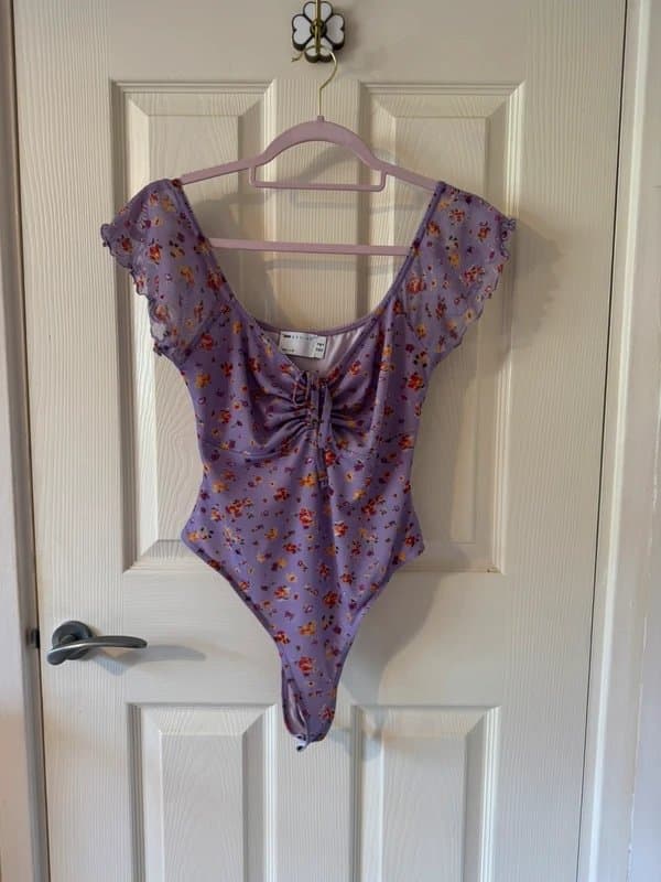 ASOS ASOS design purple floral thong bodysuit size 10