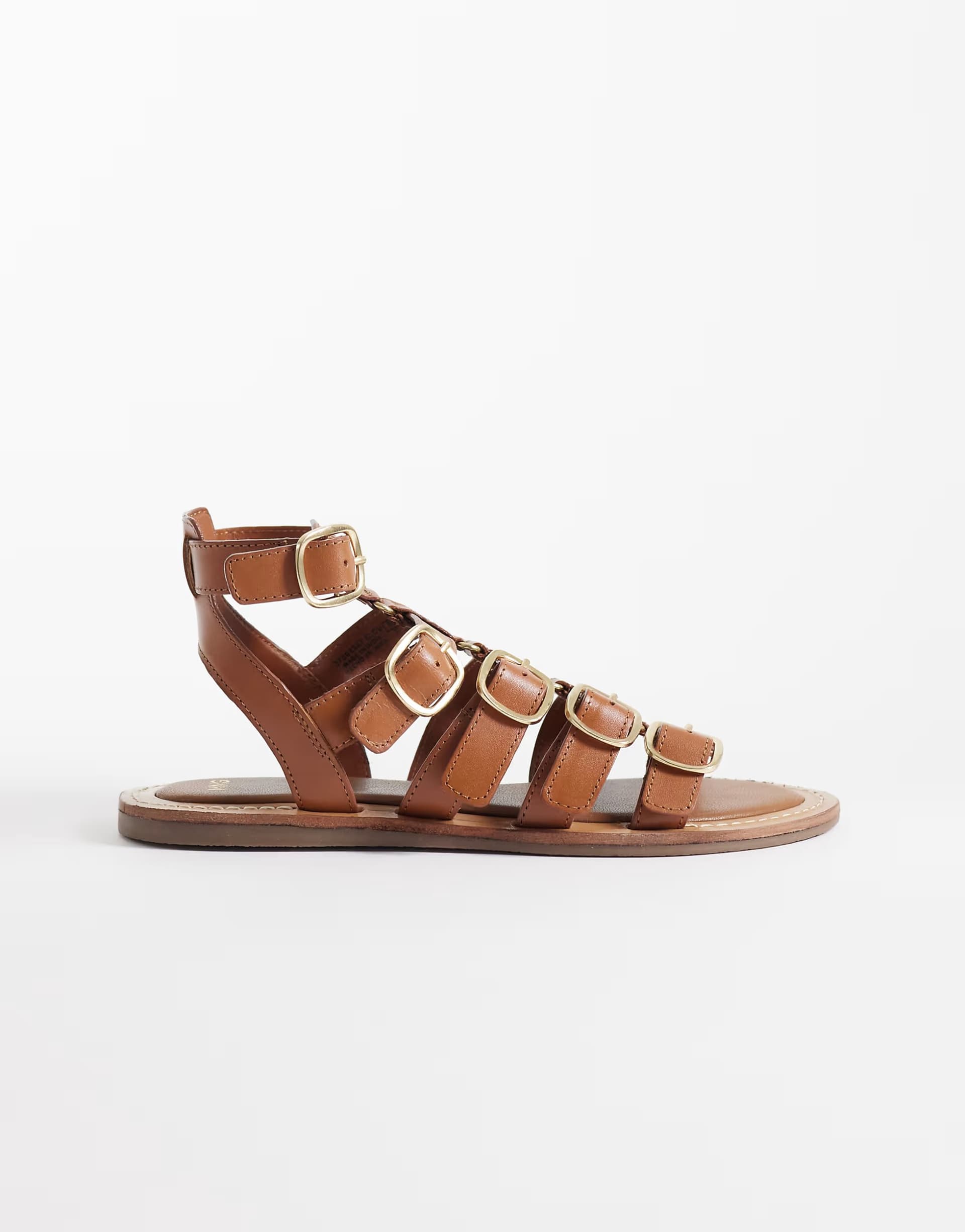 ASOS Mango 100% leather gladiator sandal with buckles in tan