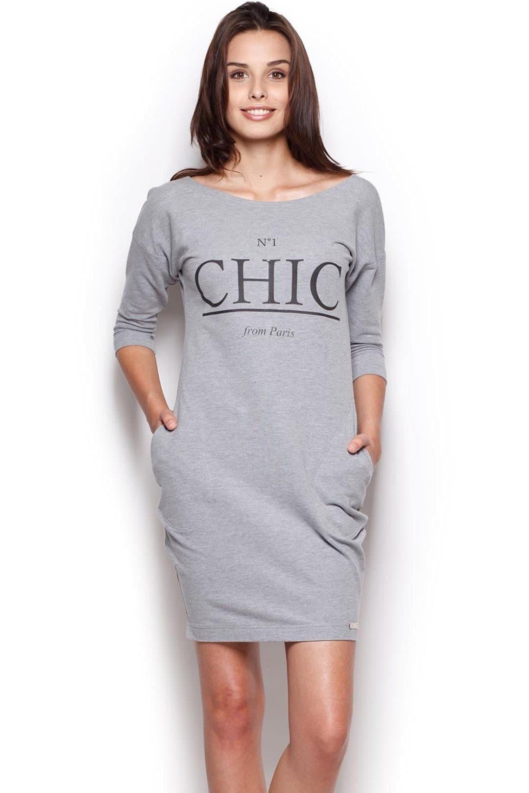 Love Lace Love Lace Women's Sporty Sweat Fabric Day Dress with Pockets in Grey