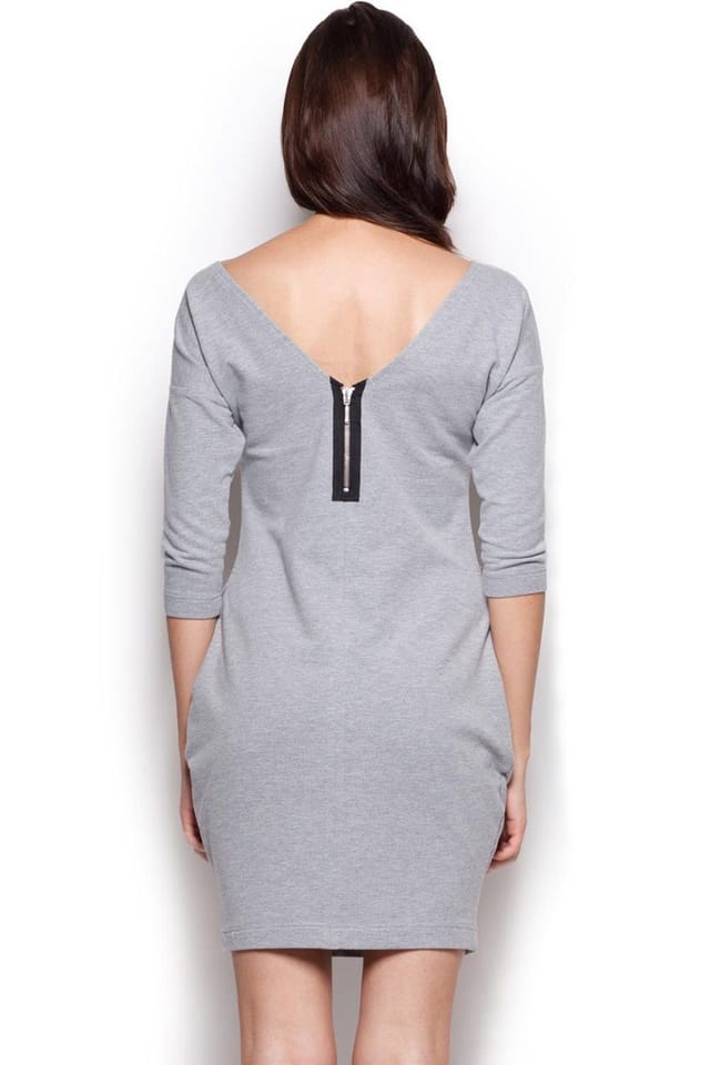 Love Lace Love Lace Women's Sporty Sweat Fabric Day Dress with Pockets in Grey - 3