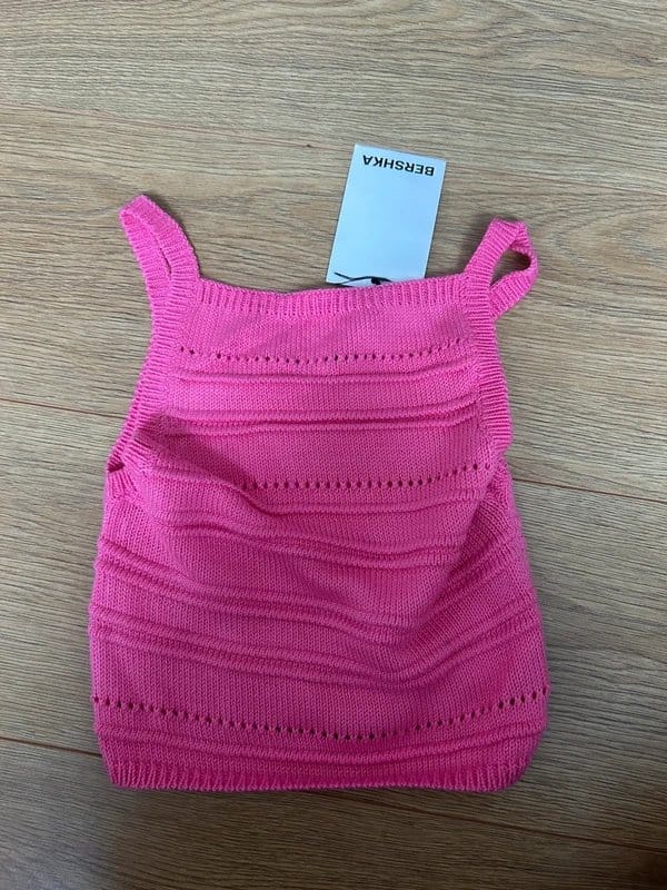 Bershka Pink Crocheted Sleeveless Top