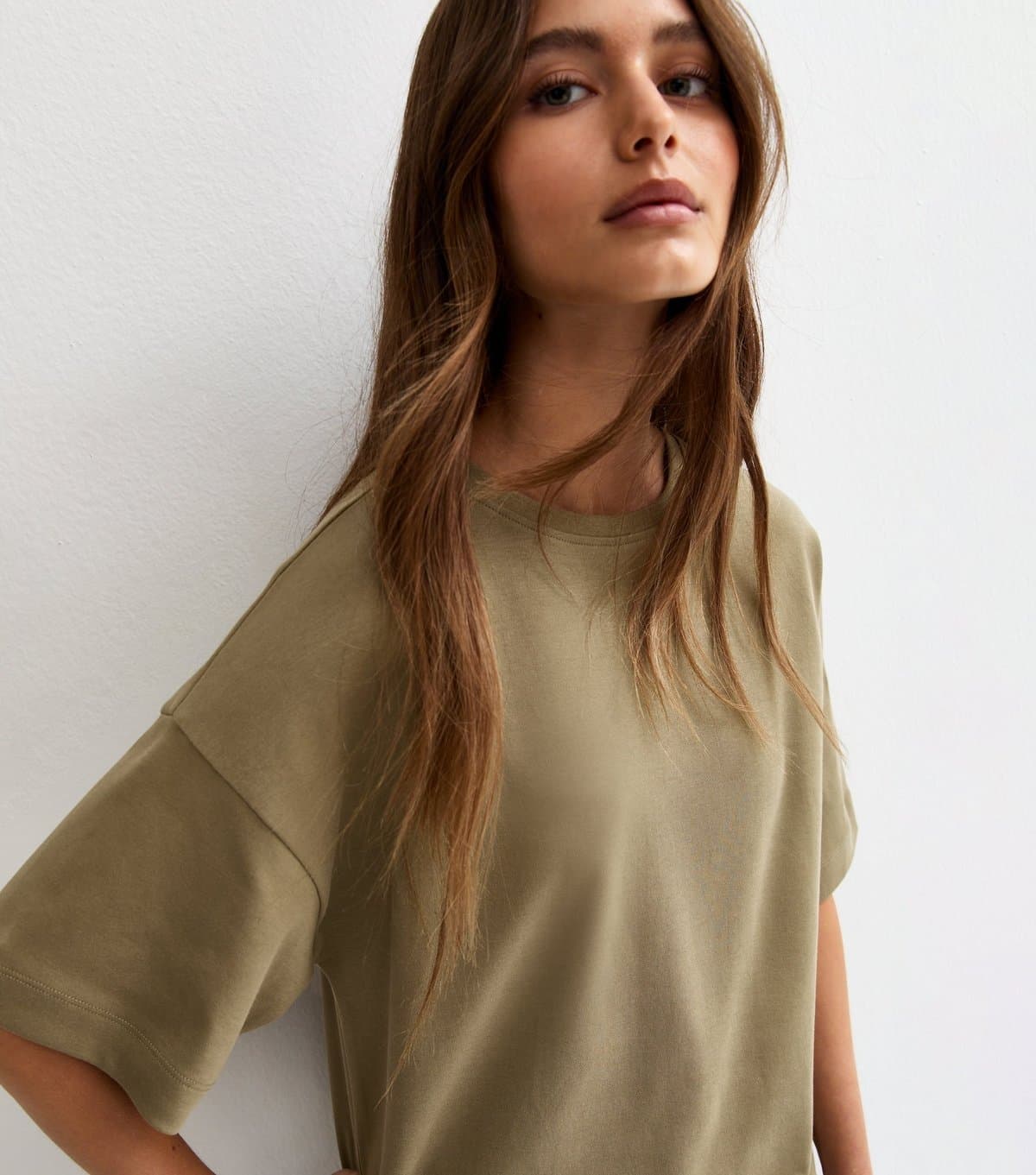 New Look Women's Premium Light Khaki Oversized Heavyweight Cotton T-Shirt New Look