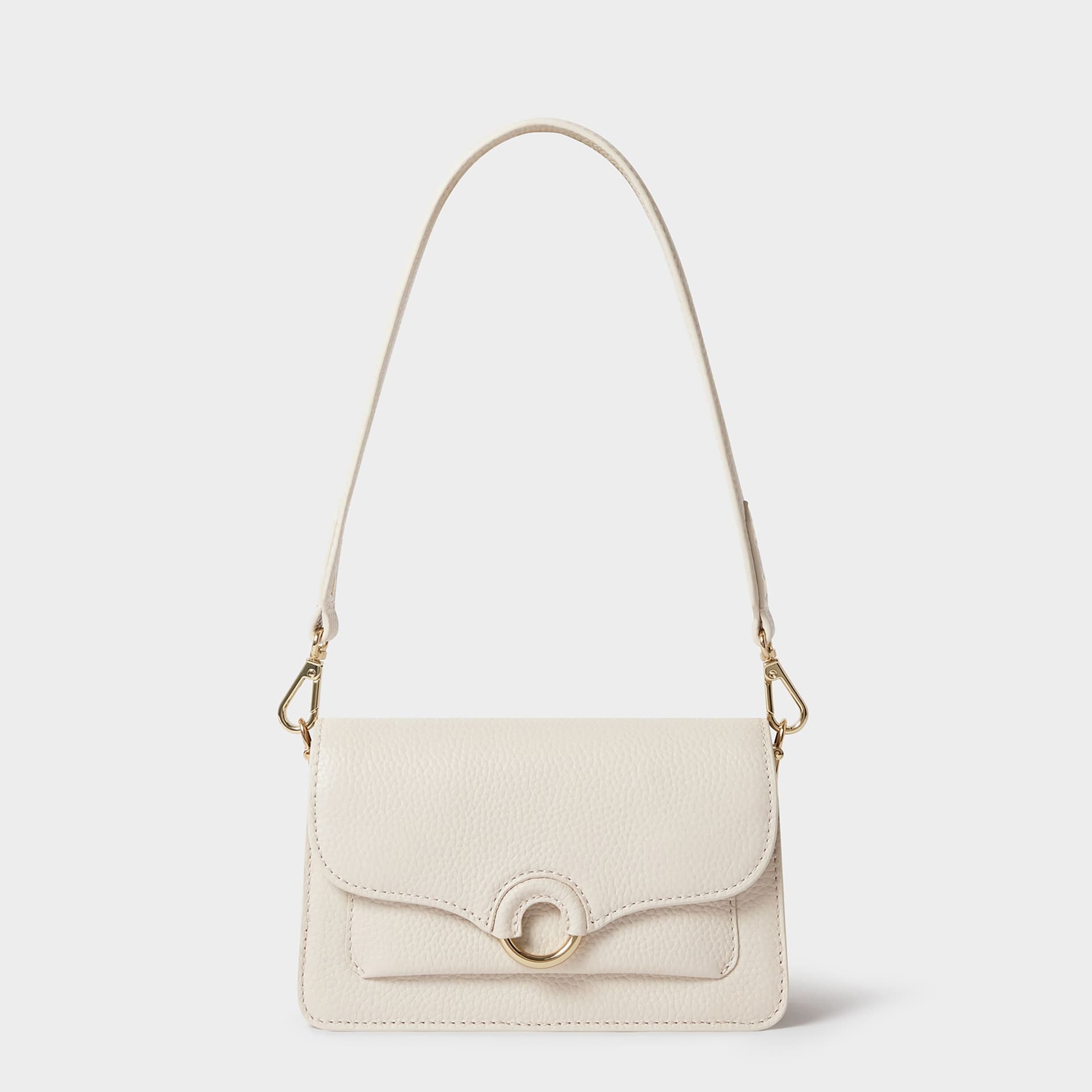 OSPREY LONDON OSPREY LONDON Women's The Henley Leather Shoulder Bag in Off-White