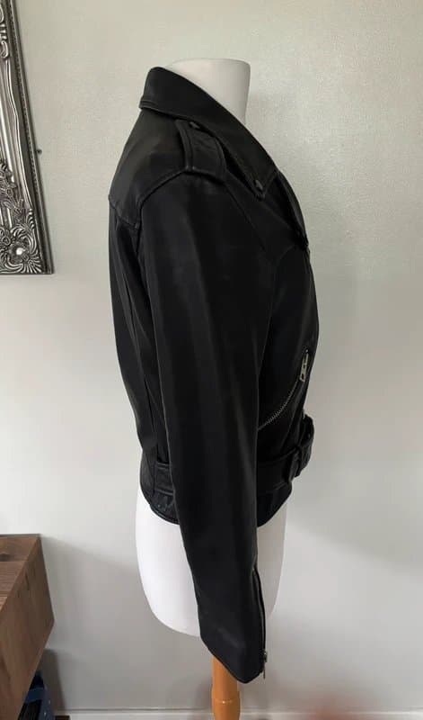 AllSaints AllSaints Balfern black leather biker jacket - size 10-12