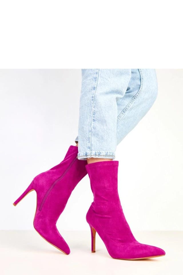 Love Lace Love Lace Women's Elegant Suede Ankle Boots with Column Heel & Zipper Closure in Magenta - 2