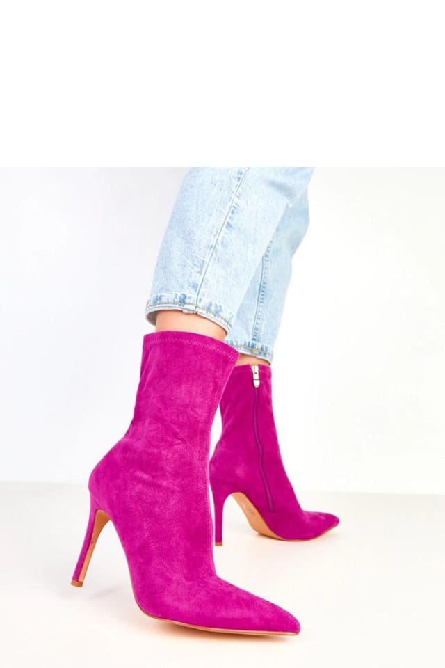 Love Lace Love Lace Women's Elegant Suede Ankle Boots with Column Heel & Zipper Closure in Magenta - 3