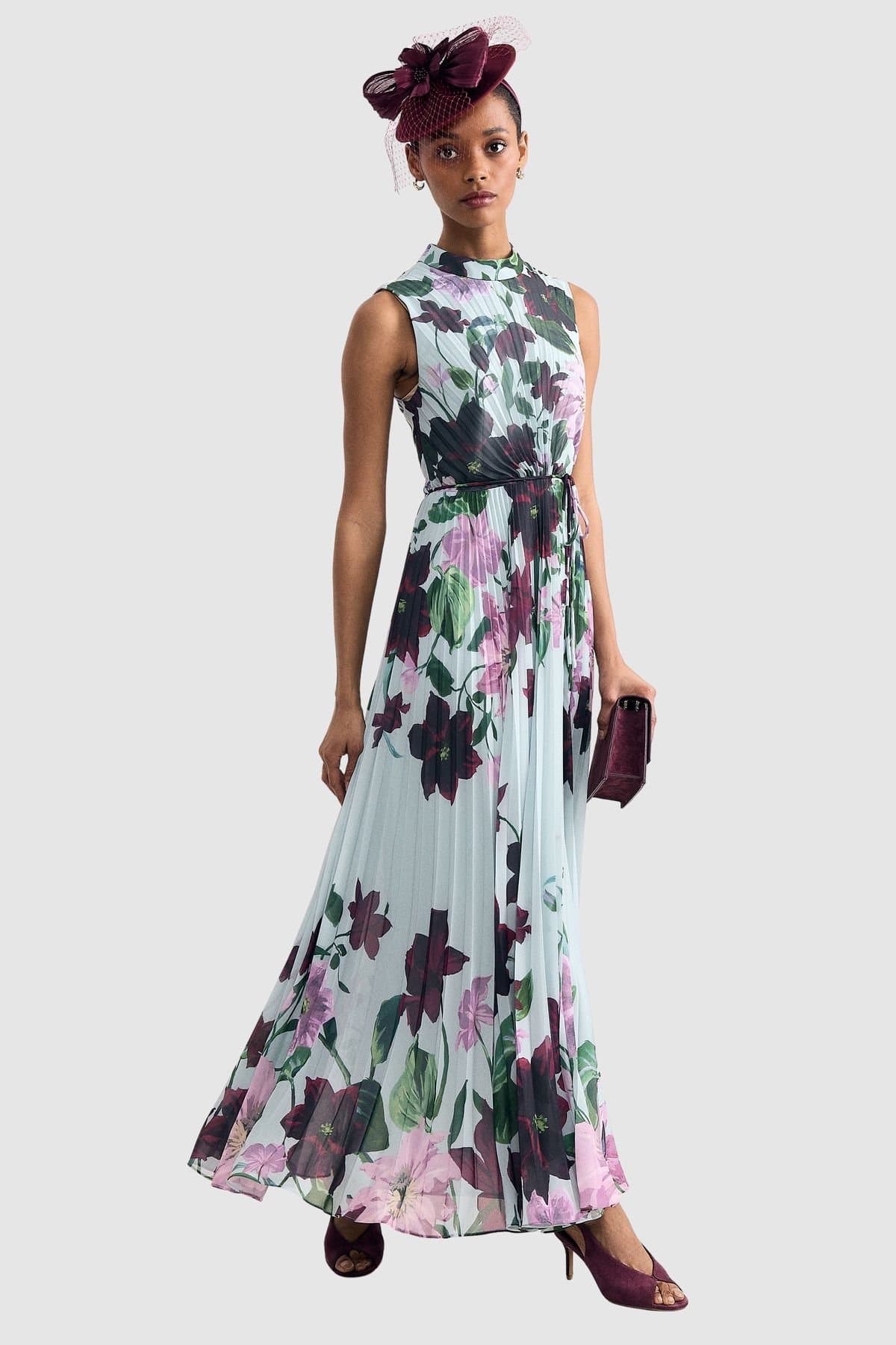 Phase Eight Phase Eight Women's Dahlia Floral Pleated Maxi Dress in Mint