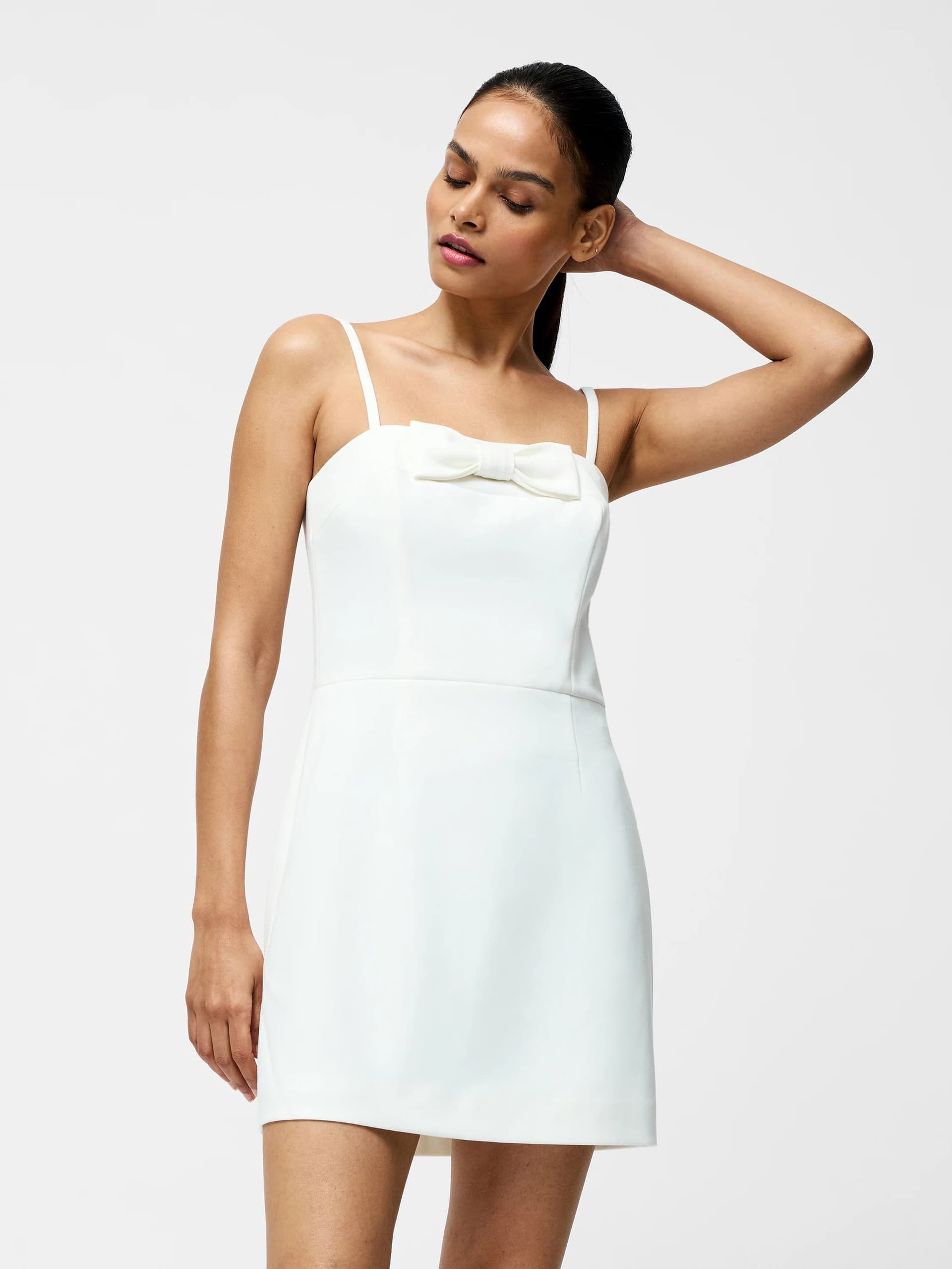 French Connection Whisper Bow Mini Dress Summer White