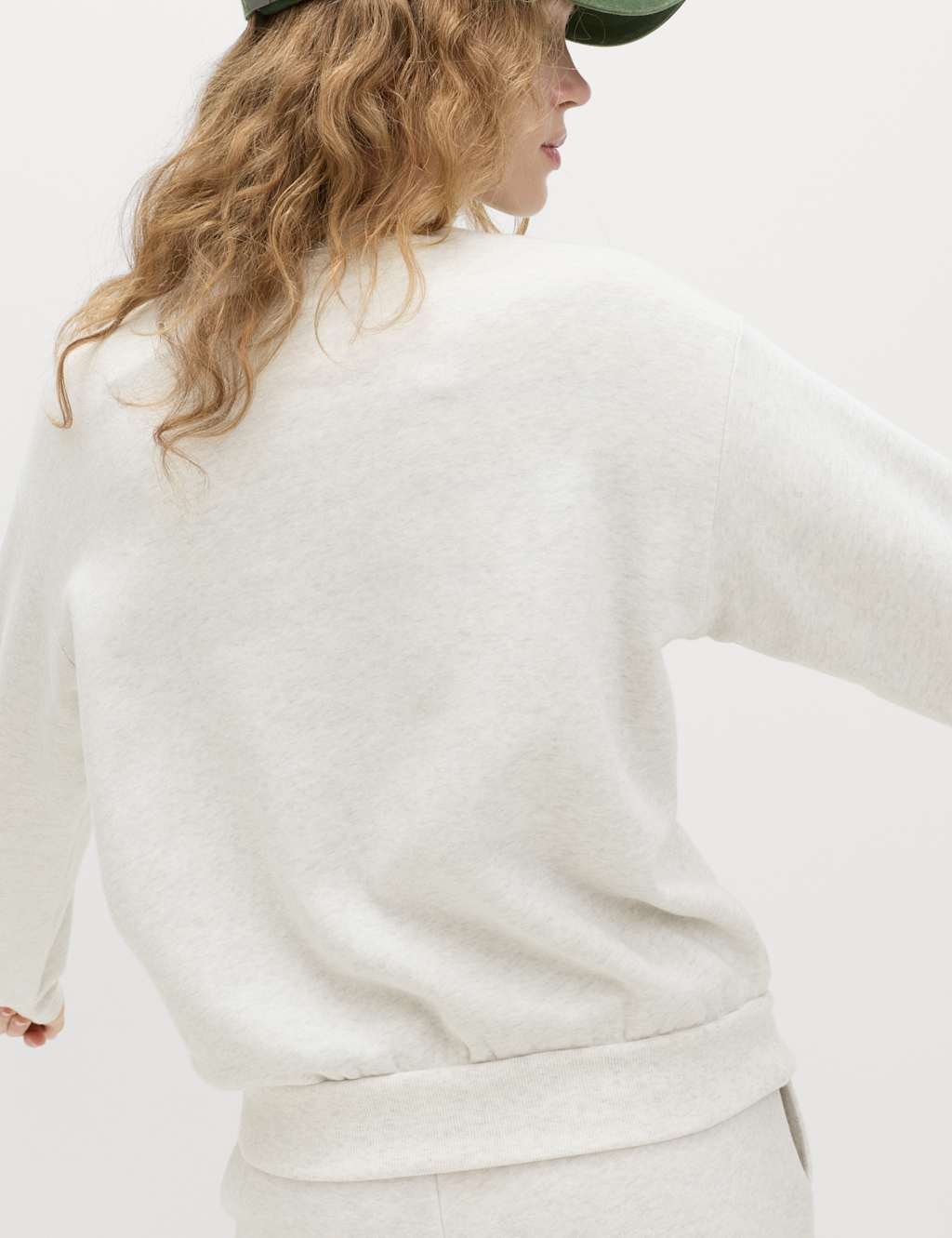 Marks & Spencer M&S Cotton Rich Crew Neck Sweatshirt Grey Marl - 3