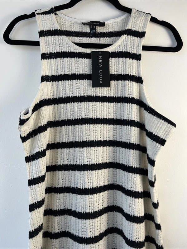 New Look New look - crochet stripped short dress - size uk 18 - white / black