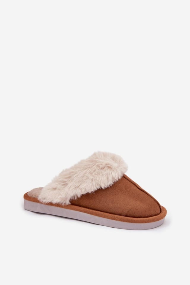 Love Lace Love Lace Women's Warm Insulated Suede Slippers with Fur Trim Covered Toes in Brown - 2