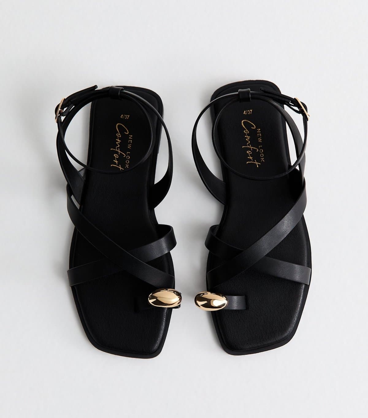 New Look New Look Black Faux Leather Strappy Sandals