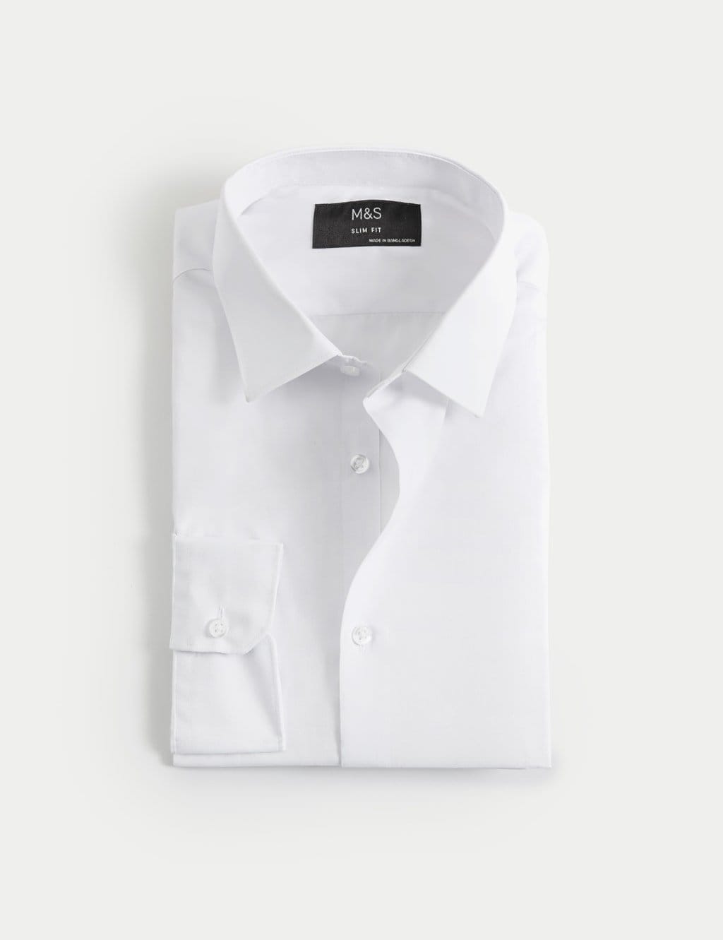 M&S White Slim Fit Easy Iron Cotton Blend Shirt