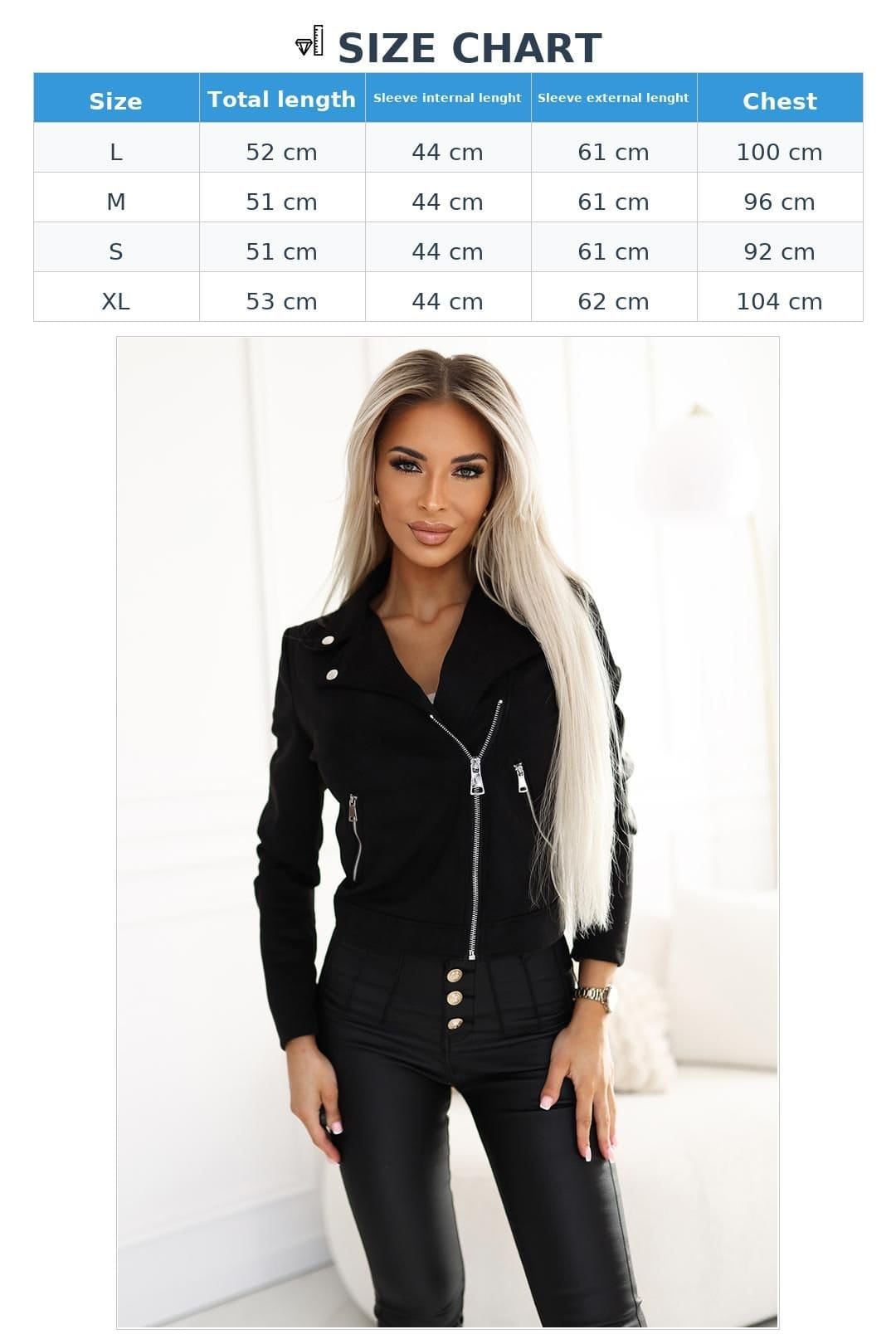 Love Lace Love Lace Women's Black Suede Short Jacket with Decorative Zips - 4