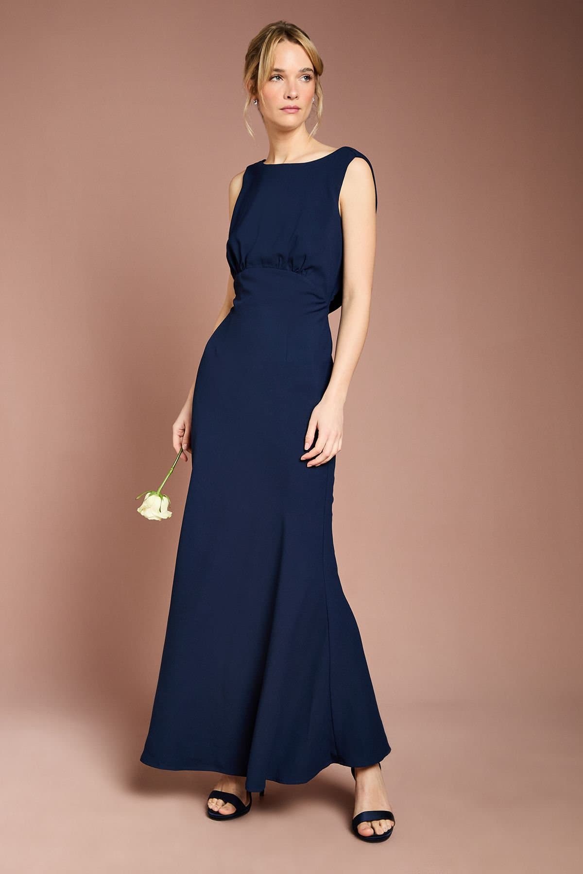 Coast Coast Women's Honoured Sleeveless Cowl Back Maxi Bridesmaid Dress in Navy