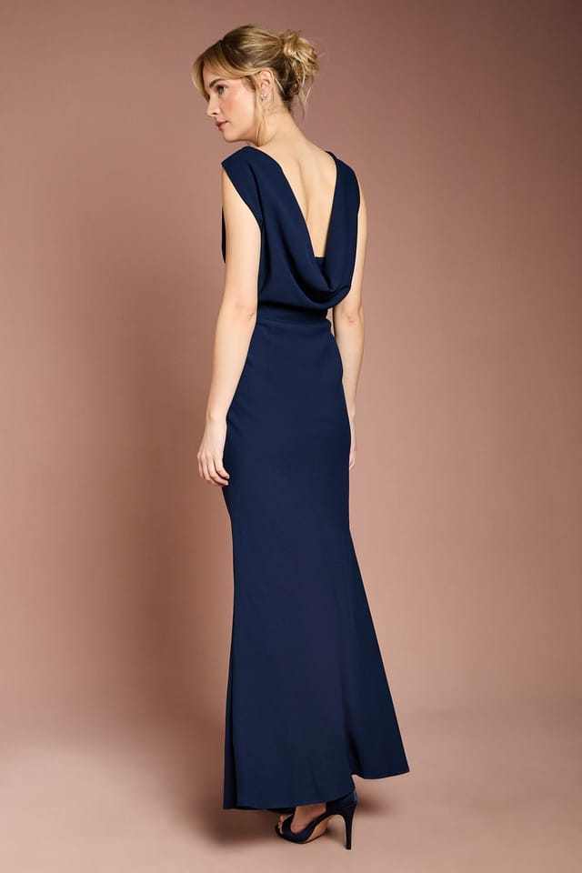 Coast Coast Women's Honoured Sleeveless Cowl Back Maxi Bridesmaid Dress in Navy - 3