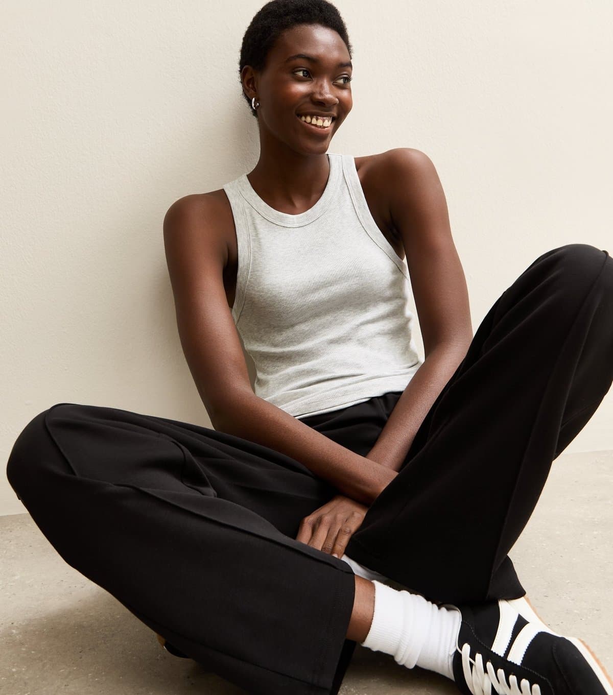 New Look Women's Tall Light Grey Ribbed Racerback Vest New Look