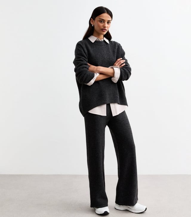 New Look Women's Grey Knit Wide Leg Trousers New Look - 3