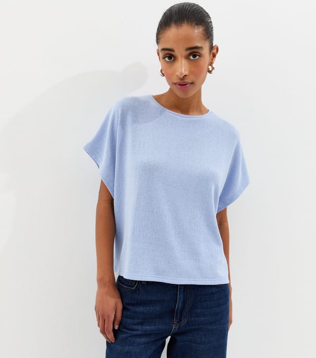 New Look Women's Light Blue Textured Relaxed Top New Look - 2