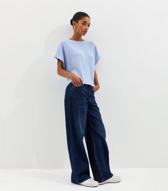 New Look Women's Light Blue Textured Relaxed Top New Look - 3