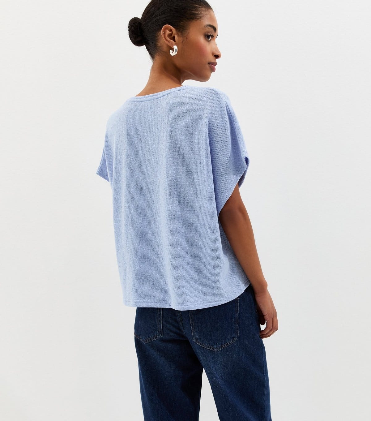 New Look Women's Light Blue Textured Relaxed Top New Look - 4