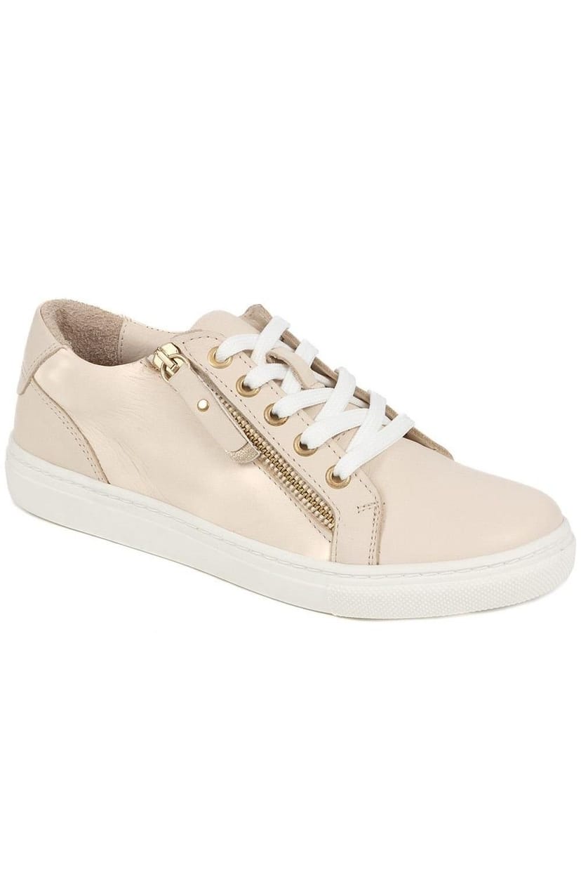 Jones Bootmaker Jones Bootmaker Women's Padova2 Leather Lace-Up Trainers in Stone - 1