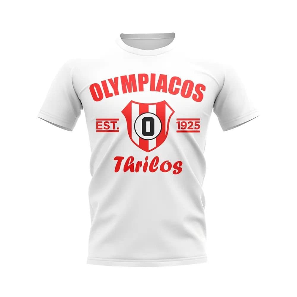 Olympiakos Olympiakos Men's Mens Olympiacos Established Football T-Shirt White
