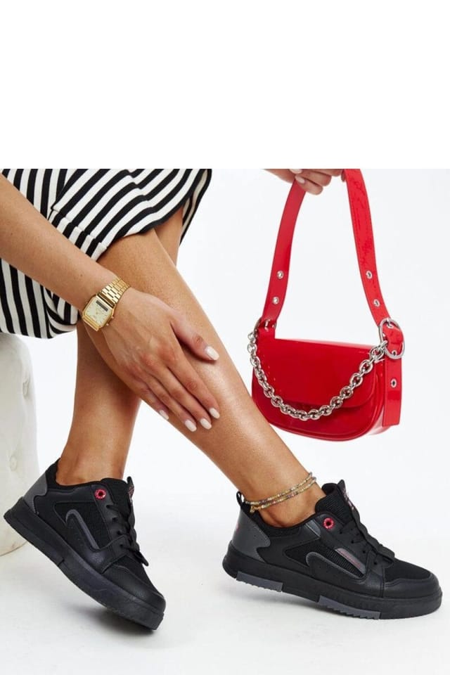 Love Lace Love Lace Women's Sport Low Top Sneakers with Rounded Toe & Comfort Sole in Black - 2