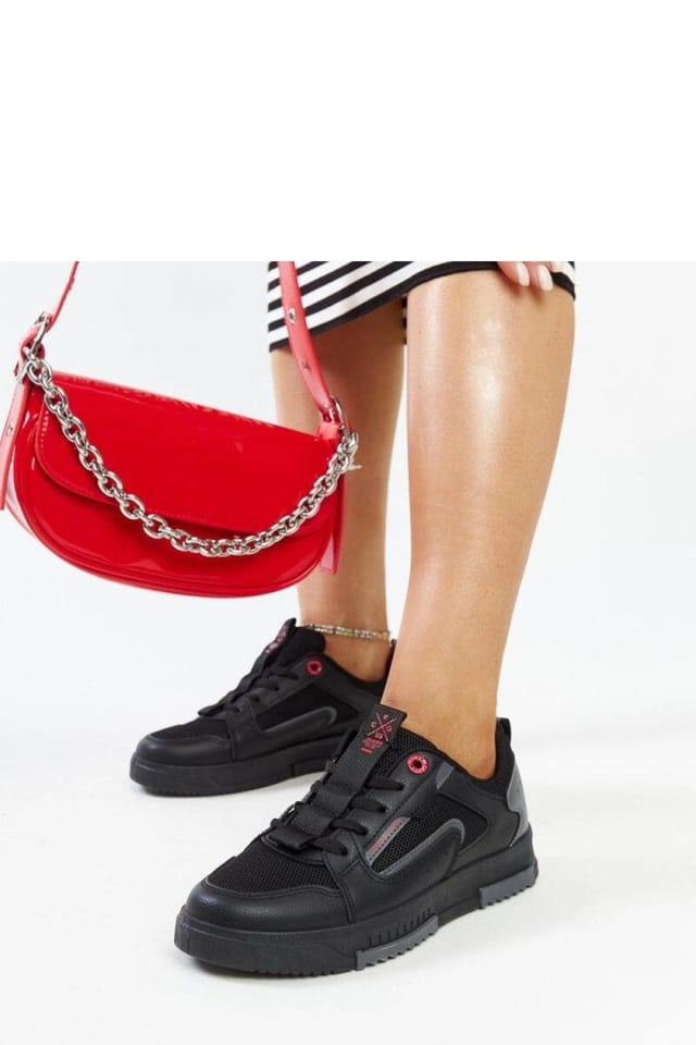 Love Lace Love Lace Women's Sport Low Top Sneakers with Rounded Toe & Comfort Sole in Black - 3