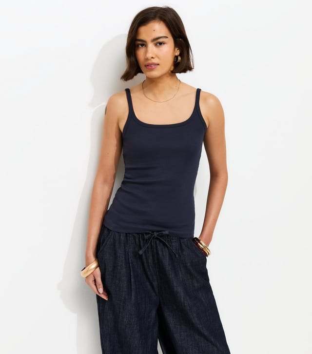 New Look Women's Navy Ribbed Strappy Cami Top New Look - 2