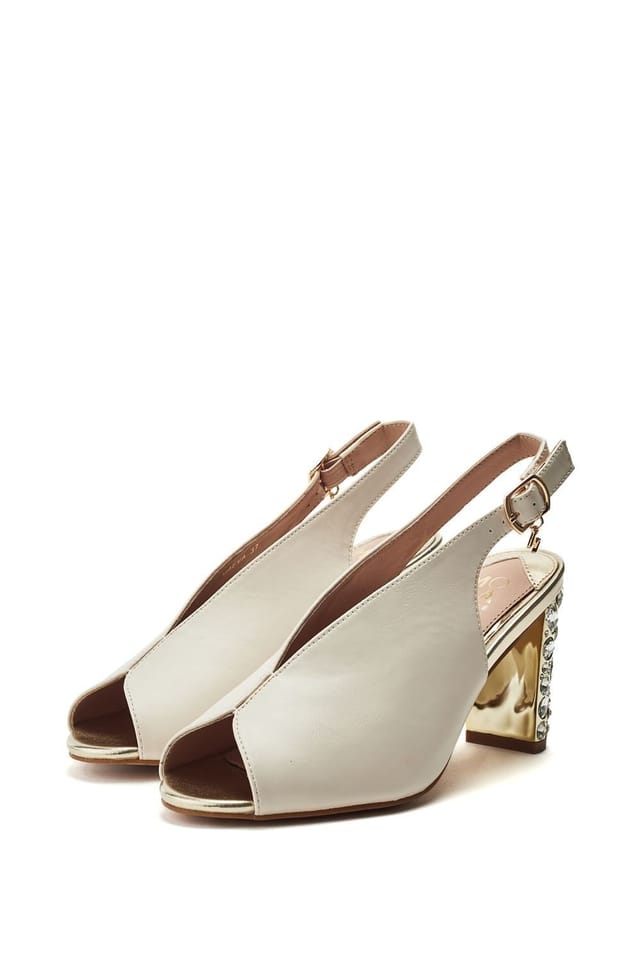 Moda in Pelle Moda In Pelle Women's 'Maeva' Alcantara Peep Toe Shoes in Off-White - 2