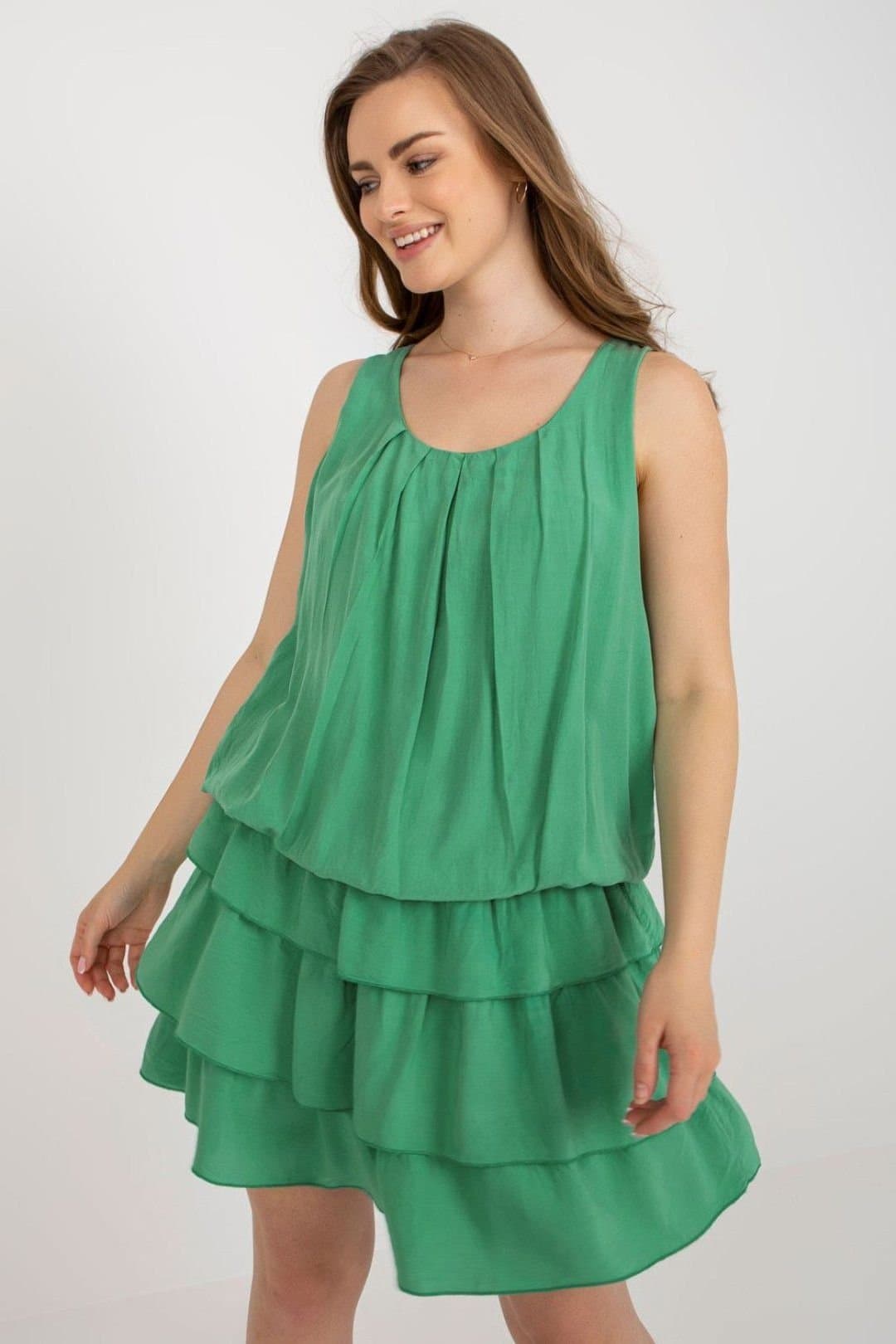 Love Lace Love Lace Women's Sleeveless Summer Dress with Ruffled Waist in Green