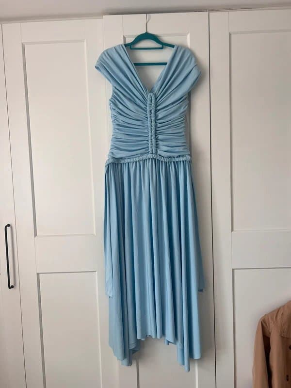 ASOS ASOS Arrange ruched off shoulder maxi dress in duckegg blue