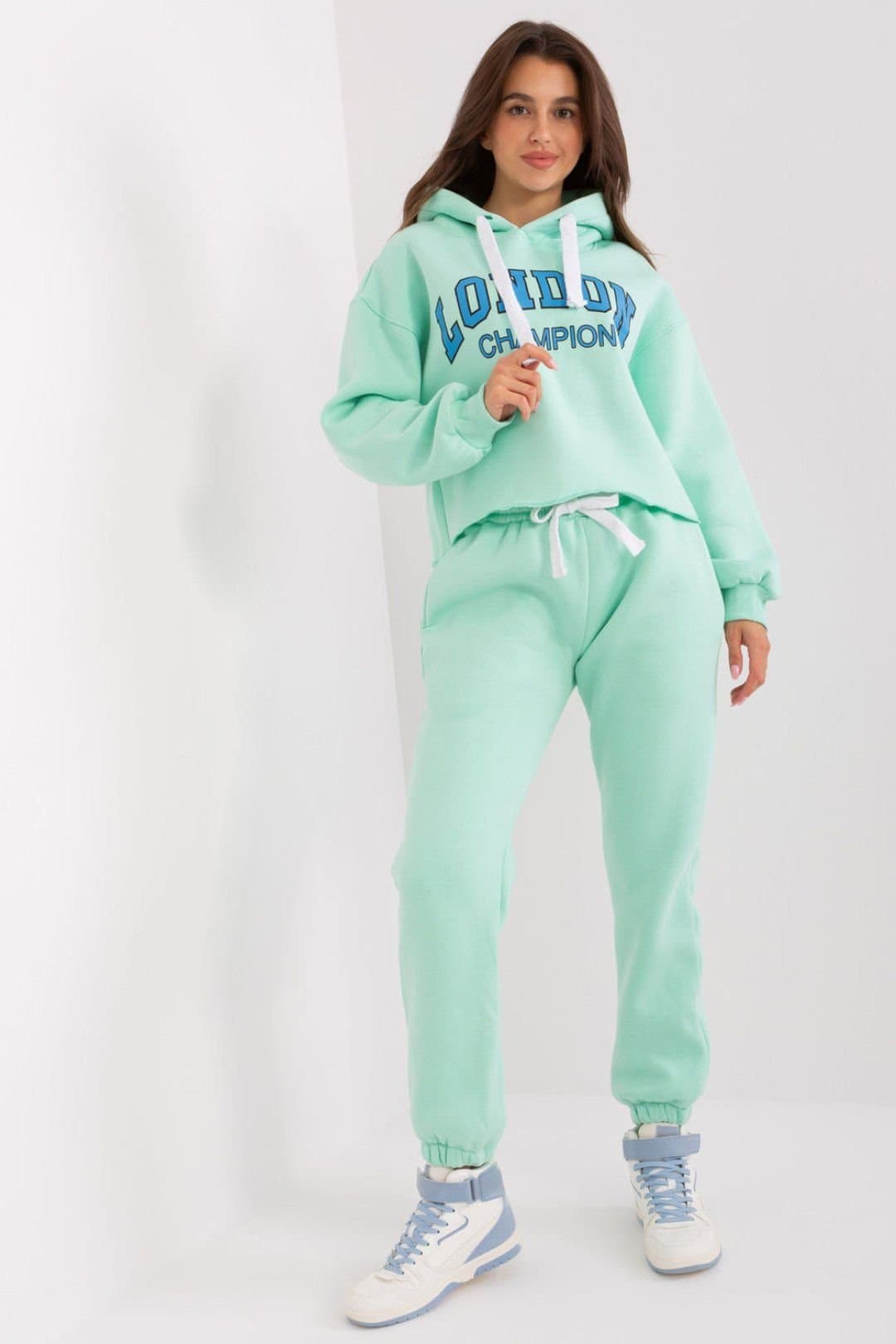 Love Lace Love Lace Green Cotton Hoodie & Jogger Tracksuit Set
