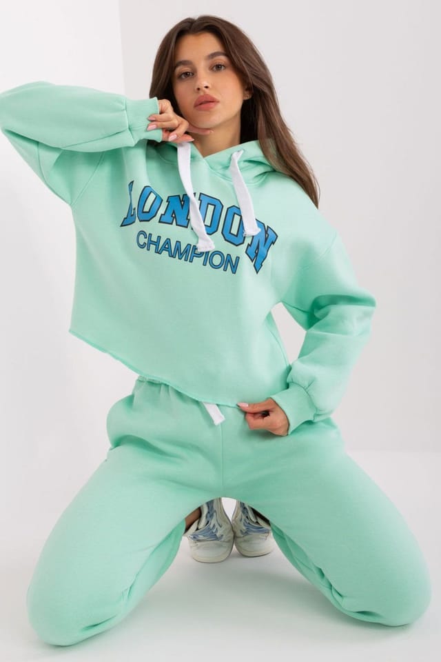 Love Lace Love Lace Women's Cotton Hoodie & Jogger Tracksuit Set Style 206666 in Green - 2