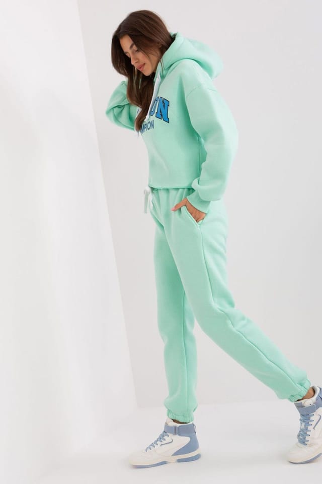 Love Lace Love Lace Women's Cotton Hoodie & Jogger Tracksuit Set Style 206666 in Green - 3