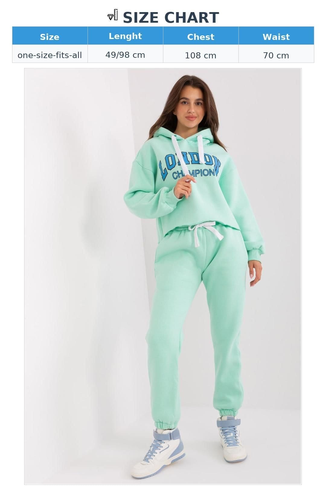 Love Lace Love Lace Women's Cotton Hoodie & Jogger Tracksuit Set Style 206666 in Green - 4